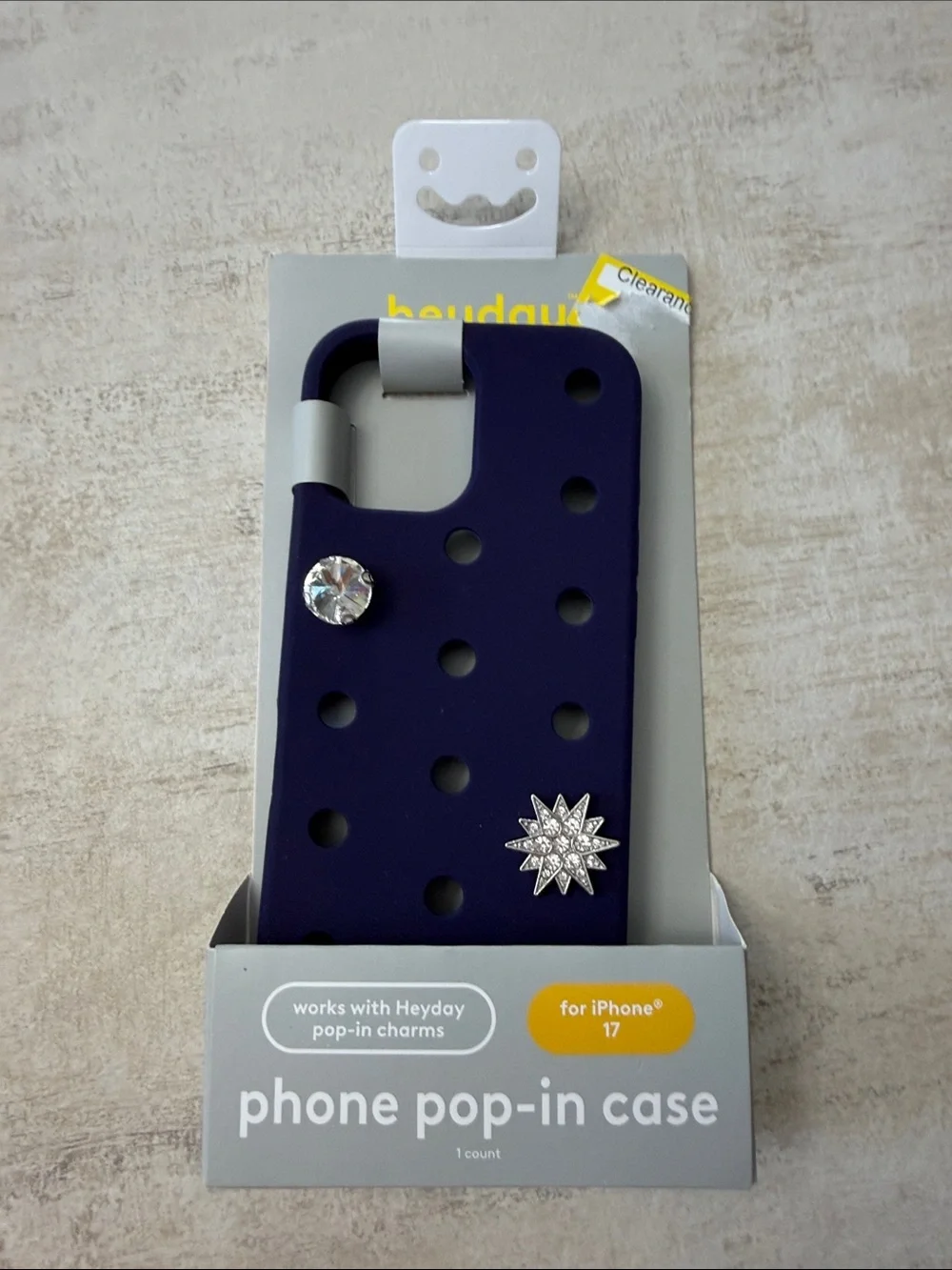 heyday purplish Navy Phone Pop-In Case with Silver Charms